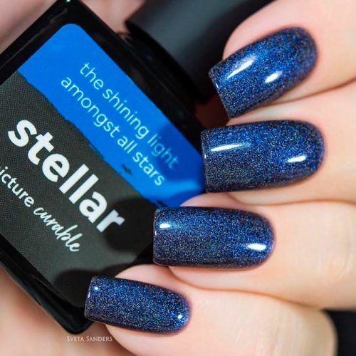 Sparkly Navy Blue Nails #bluenails #glitternails #squarenails