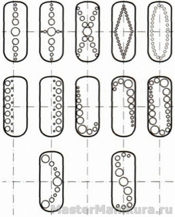 Схемы точечных рисунков на ногтях
