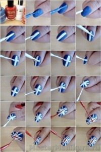 Как сделать британский флаг на  ногтях