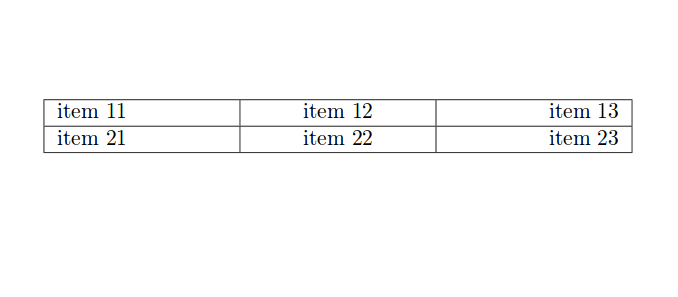 Example of table with tabularx package