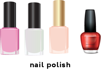 Illustration of 4 nail polish bottles
